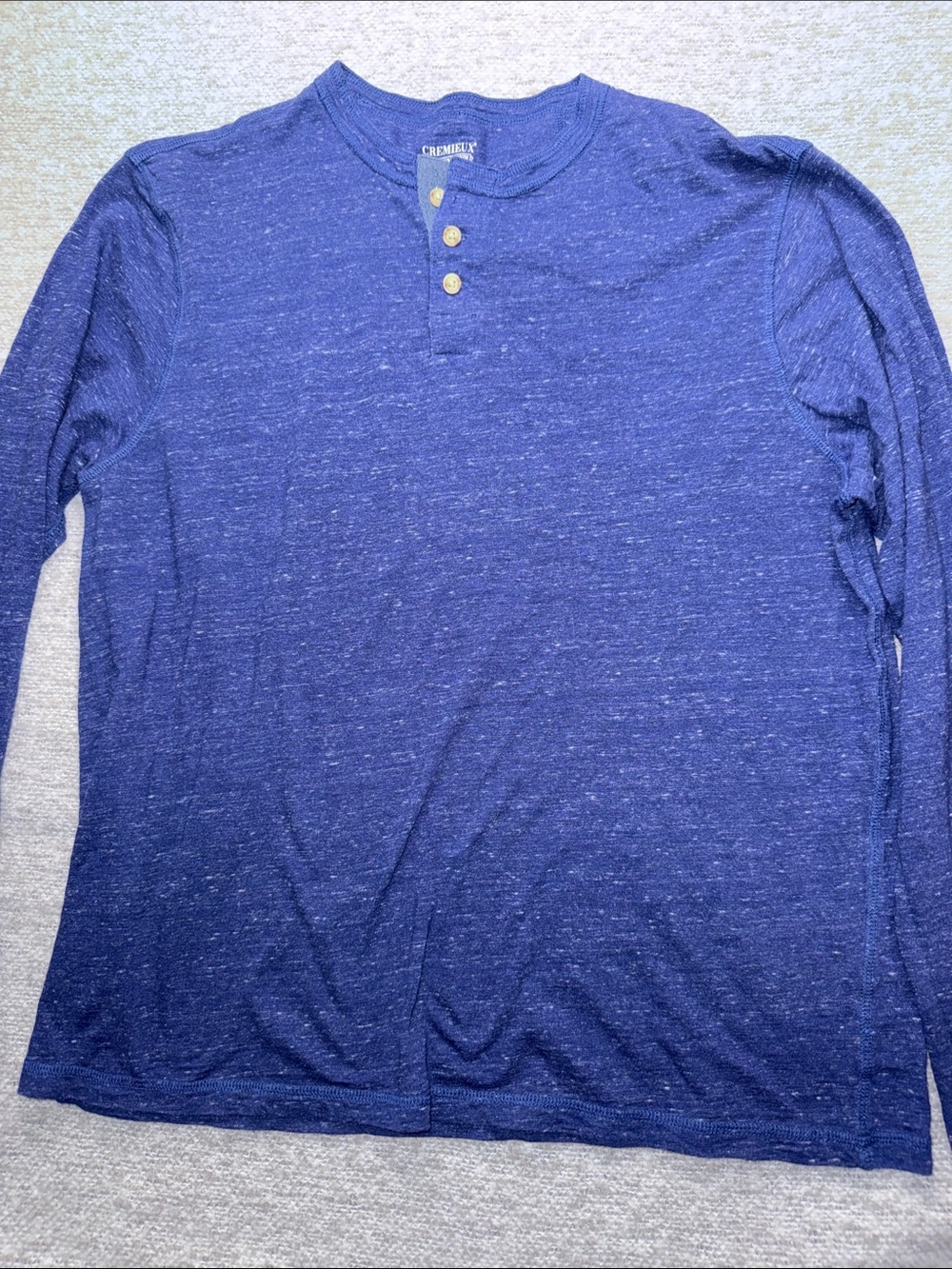 Daniel Cremieux Long Sleeve Heather Navy Henley Size M